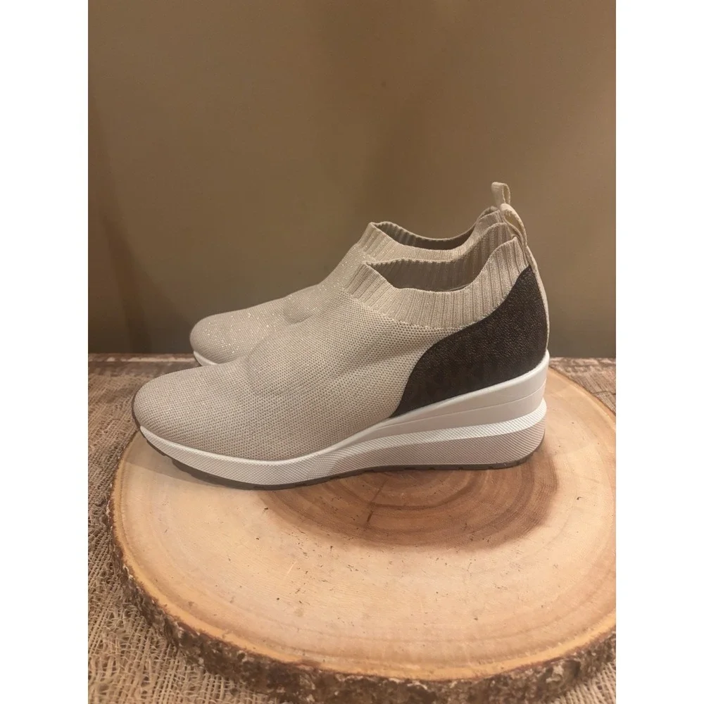 Michael Kors Mabel Slip-On Trainer Ballet Multi.‎ Size 8.5 Brown/And Off White